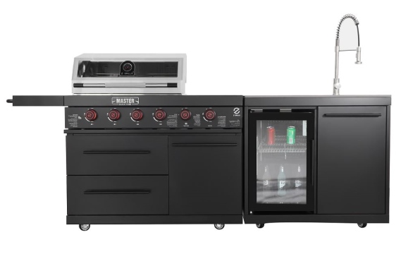 ⁦מטבח חוץ MASTER  קומפלט עם גריל 4 מבערים מקרר, כיור , אחסון וברז למטבח חוץ  בגימור שחור מבית Z GRILLS⁩ – תמונה ⁦6⁩