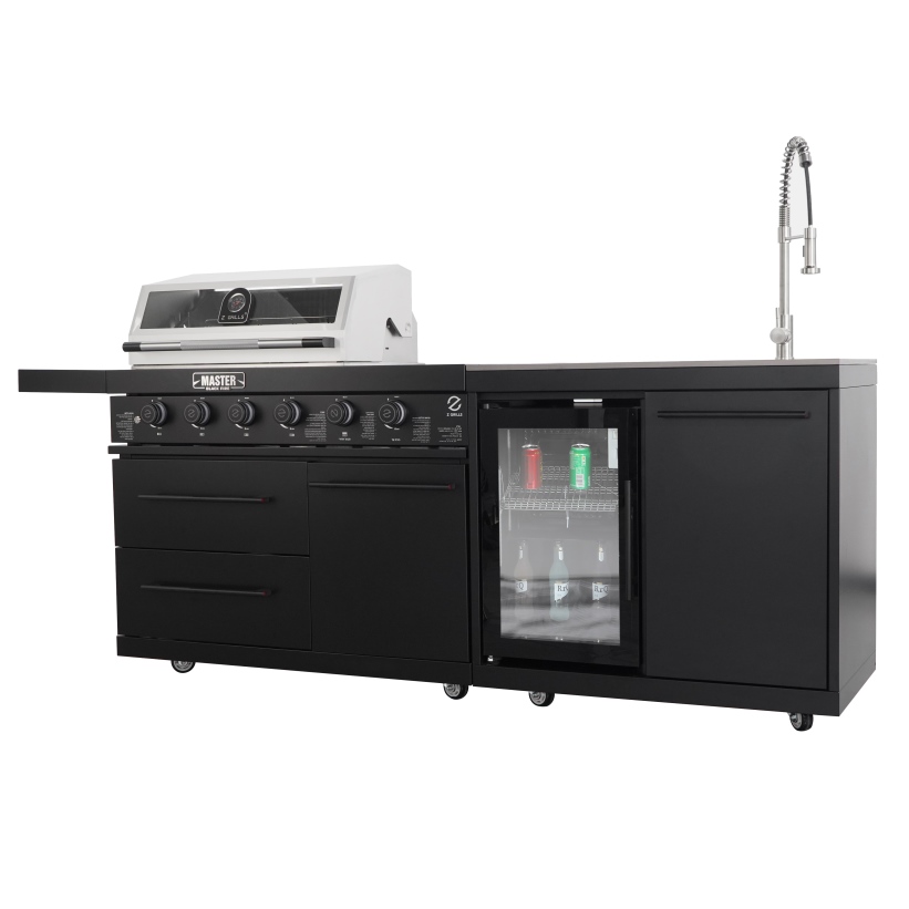 ⁦מטבח חוץ MASTER  קומפלט עם גריל 4 מבערים מקרר, כיור , אחסון וברז למטבח חוץ  בגימור שחור מבית Z GRILLS⁩ – תמונה ⁦7⁩
