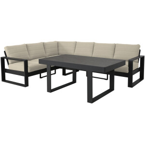 סט ריהוט גן פינתי לישיבה נוחה דגם מדריד צבע אפור