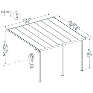 פרגולה אלומיניום SIERRA אפורה 3×4.3 מק"ט: 705329
