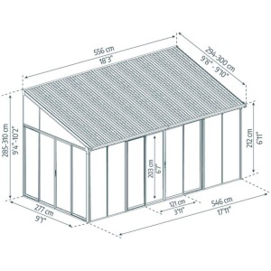 פרגולה אלומיניום סגורה SANREMO לבנה 3×5.6 מק"ט: 703992