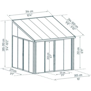 פרגולה אלומיניום סגורה SANREMO אפורה 3×3  מק"ט: 706624