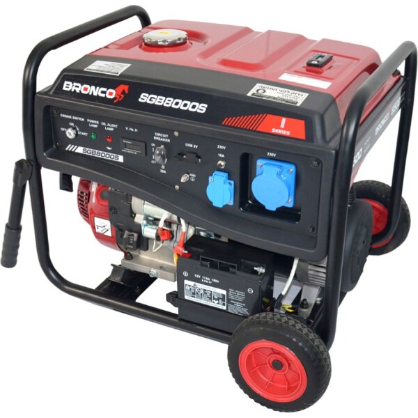 גנרטור בנזין מדגם SGB8000S מבית BRONCO עם סטארטר , אמינות וביצועים גבוהים