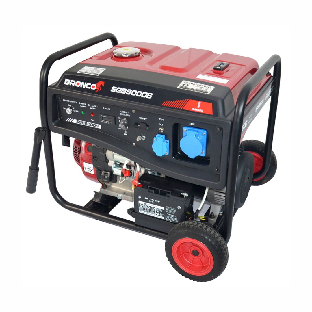 גנרטור בנזין מדגם SGB8000S מבית BRONCO עם סטארטר , אמינות וביצועים גבוהים