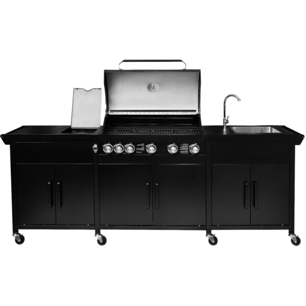 ⁦מטבח חוץ 6 מבערים כולל כירת צד 58500 BTU וכיור דגם איביזה כולל כיסוי איכותי – מתנה!⁩ – תמונה ⁦2⁩