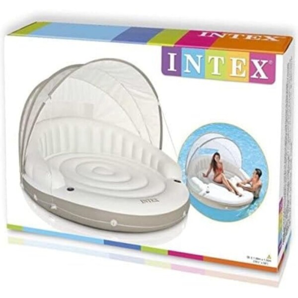 ⁦מיטת רביצה טרקלין מתנפחת עם חופה Intex Canopy Island – פינוק מרבי בתוך המים⁩ – תמונה ⁦3⁩