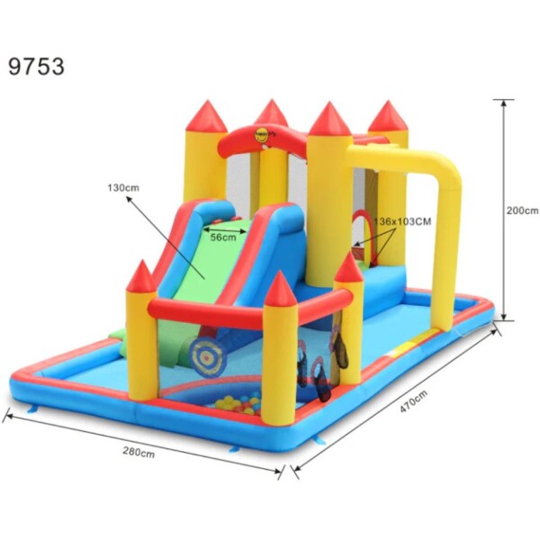 ⁦מתקן משולב מתנפח מים דגם 9753  - אטרקציית הקיץ המושלמת לילדים מבית Happy hop⁩ – תמונה ⁦2⁩