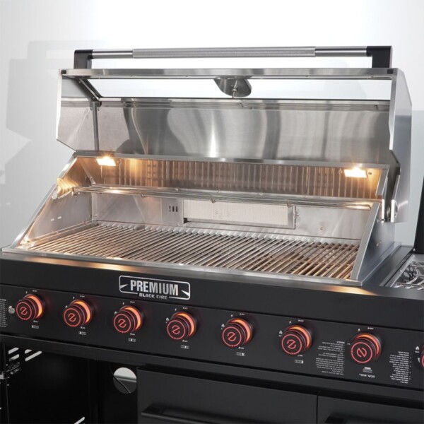 ⁦מטבח Z GRILLS PREMIUM עם גריל גז 6 מבערים, כיור ומקרר בגימור שחור מט מבית AMGAZIT⁩ – תמונה ⁦3⁩