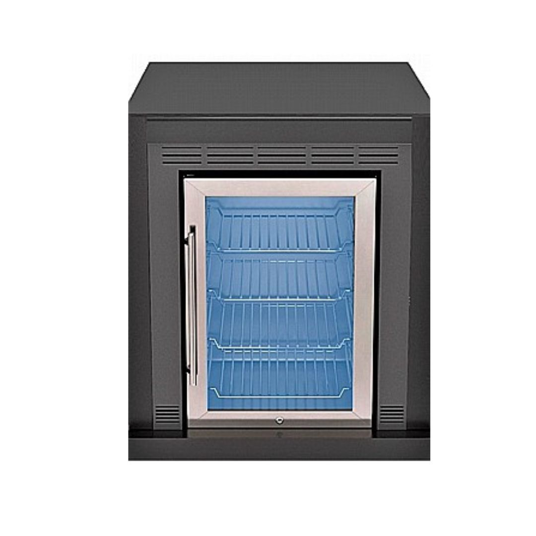 מקרר חוץ 70L דלת זכוכית שחור מגורגר מתאים לגריל Revolution מבית COLMAN
