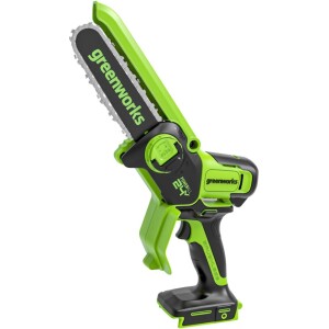 מסור שרשרת מיני GREENWORKS 24V Brushless דגם 99543-1 עם להב 10 ס"מ, מנוע עוצמתי ומשקל קל 3.4 ק"ג לגיזום ביתי מקצועי