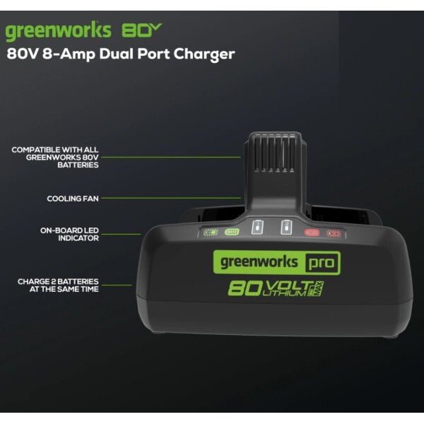 ⁦מטען כפול מהיר לסדרת PRO (מטען בלבד) GREENWORKS 99559 80V⁩ – תמונה ⁦5⁩