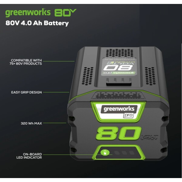 ⁦סוללת ליתיום נטענת 4 אמפר דור 2 לסדרת PRO GREENWORKS 99565 80V⁩ – תמונה ⁦2⁩
