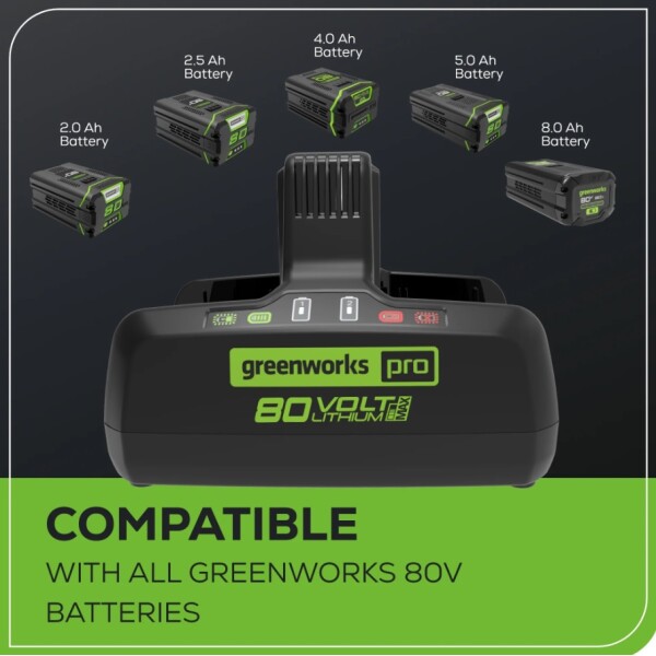 ⁦מטען כפול מהיר לסדרת PRO (מטען בלבד) GREENWORKS 99559 80V⁩ – תמונה ⁦2⁩