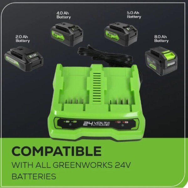 ⁦מטען מהיר כפול 24V שני תאי טעינה מבית GREENWORKS⁩ – תמונה ⁦5⁩
