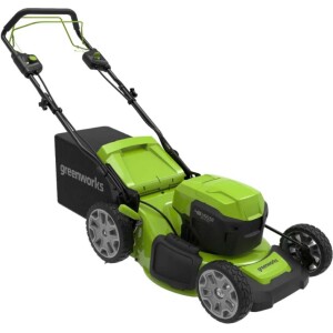 מכסחת דשא GREENWORKS 48V Brushless דגם 99519-2 עם הנעה עצמית, רוחב 46 ס"מ ומערכת כיסוח משולשת
