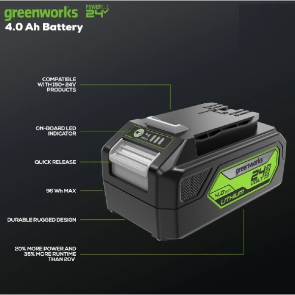 ⁦סוללת ליתיום 24V 4.0Ah Panasonic - דגם 99583 מבית GREENWORKS⁩ – תמונה ⁦5⁩