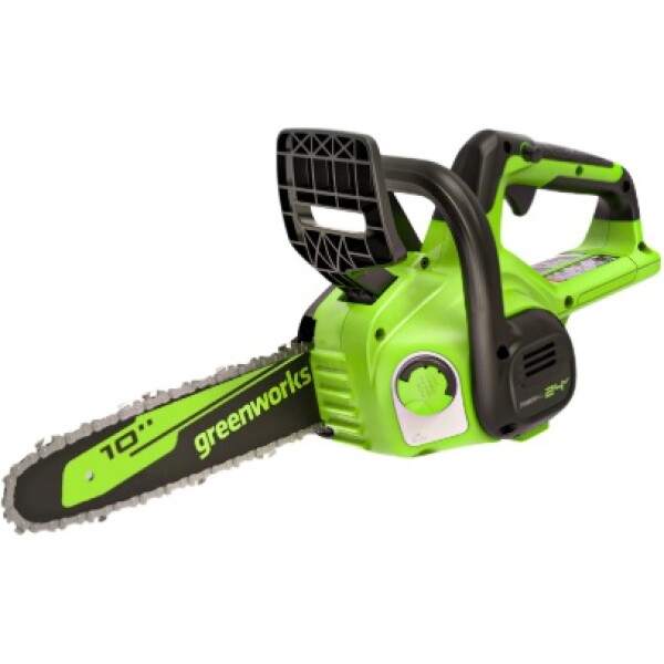 מסור שרשרת נטען GREENWORKS דגם 99701-2 עם להב OREGON 10 אינץ', שתי סוללות 2 אמפר ומטען מהיר, מערכת שימון אוטומטי ומתיחת שרשרת ללא כלים