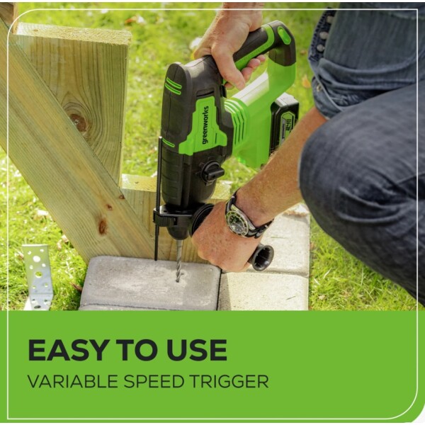 ⁦פטישון נטען 24V Brushless SDS-Plus גוף בלבד - 24V מבית GREENWORKS⁩ – תמונה ⁦9⁩