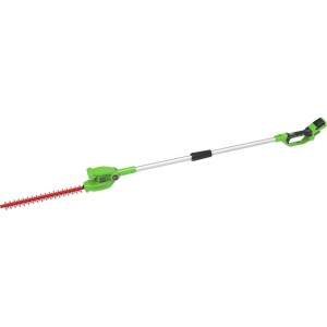 גוזם גדר חיה GREENWORKS 24V דגם 99504 עם מוט 2.2 מטר וראש מתכוונן לגיזום מושלם בגובה