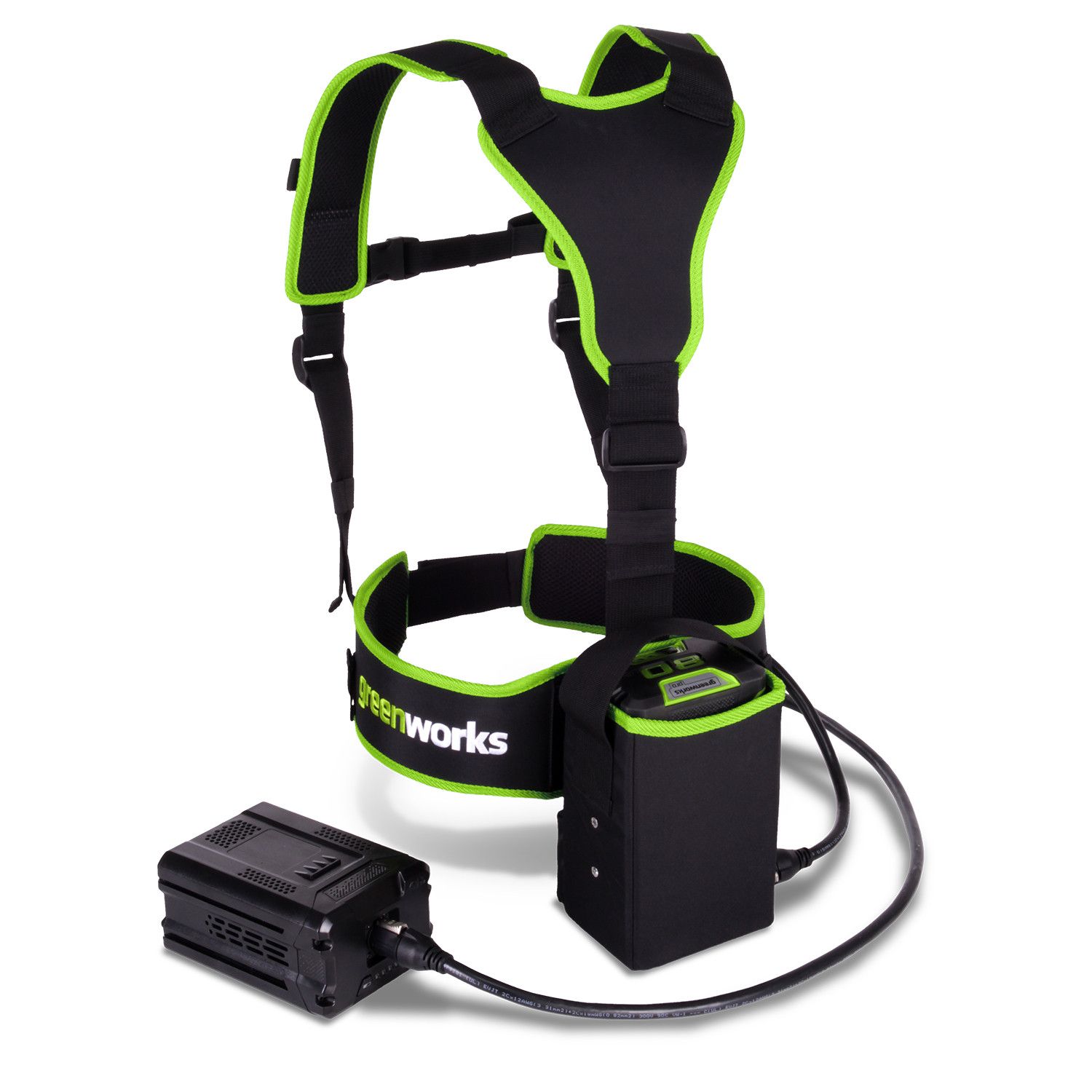 ווסט מקצועי נטען לנשיאת סוללה עם כבל 1.5 מטר סט מלא – 80V דגם 99555-1 GREENWORKS