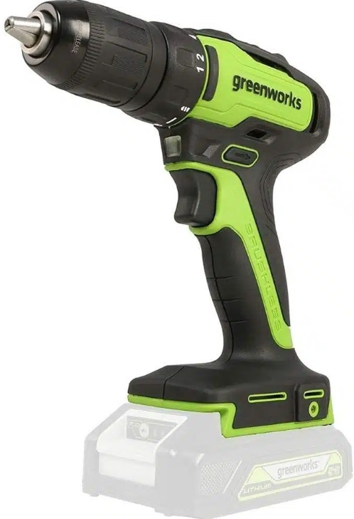 מקדחה/מברגה נטענת 24V בראשלס 35Nm (גוף בלבד) GREENWORKS 99575/6