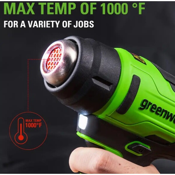 ⁦אקדח חום נטען 24V כולל סוללות 2Ah ומטען מבית  GREENWORKS⁩ – תמונה ⁦2⁩