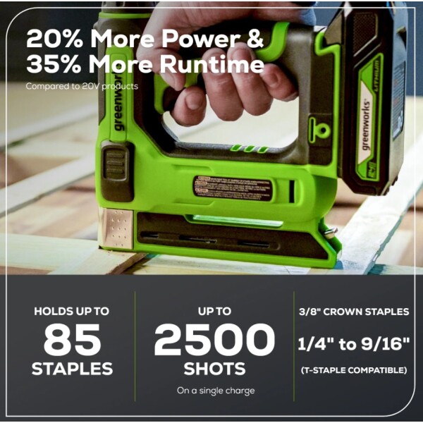 ⁦אקדח מסמרים נטען 24V מקצועי T50 (גוף בלבד) מבית GREENWORKS⁩ – תמונה ⁦3⁩