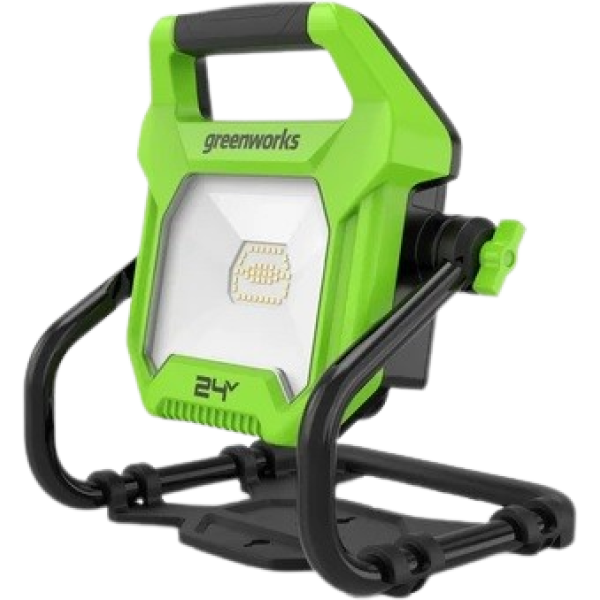 פנס LED מקצועי GREENWORKS דגם 99784 עם עוצמת תאורה 2000 לומן, ראש מסתובב 360 מעלות ומשקל קל 1.64 ק"ג - מתאים לעבודה מקצועית וקמפינג