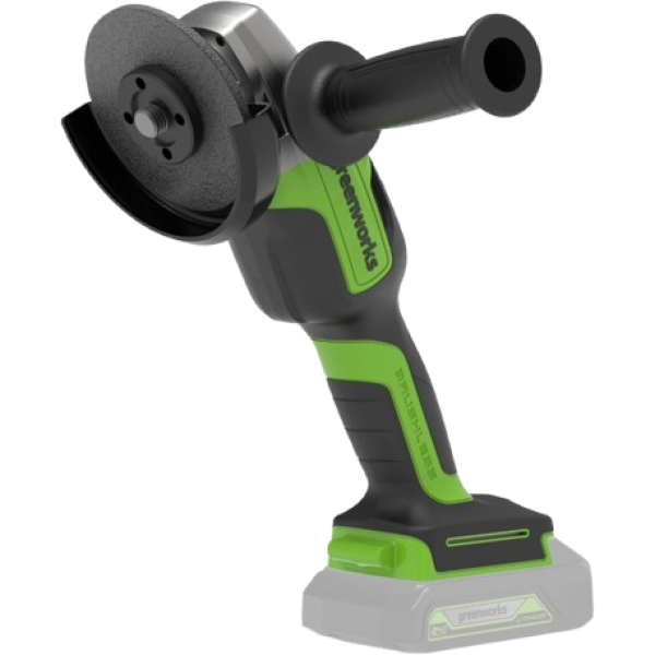 משחזת זווית GREENWORKS 24V Brushless דגם 99574/3.5 עם דיסק 5 אינץ' ומבנה אלומיניום לקירור מעולה, כלי מקצועי לחיתוך והשחזת מתכת