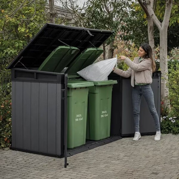 ⁦מחסן גינה קורטינה מגה בצבע אפור פתרון אחסון מעוצב לכל מטרה מבית KETER⁩ – תמונה ⁦4⁩