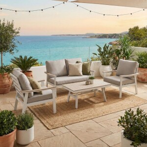 ריהוט גן סלוני דו מושבי בצבע שמפניה מדגם בוגוטה