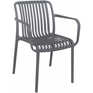 כסא פלסטיק רשת צבע אפור כהה דגם דור כולל ידיות
