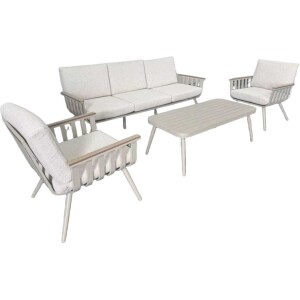 סט ריהוט גן תלת מושבי מדגם ניו אושן בצבע שמפניה