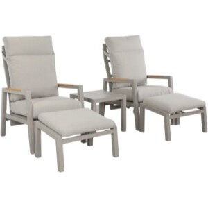 ריהוט גינה זוגי צבע שמפניה דגם פורטו כורסאות מתכווננות כולל הדומים