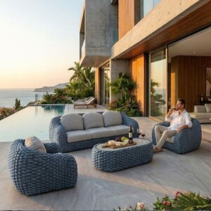 סט ריהוט גינה סלוני יוקרתי דגם רויאלטי אפור