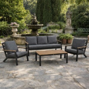 סט ריהוט גינה תלת מושבי מדגם אתונה אפור