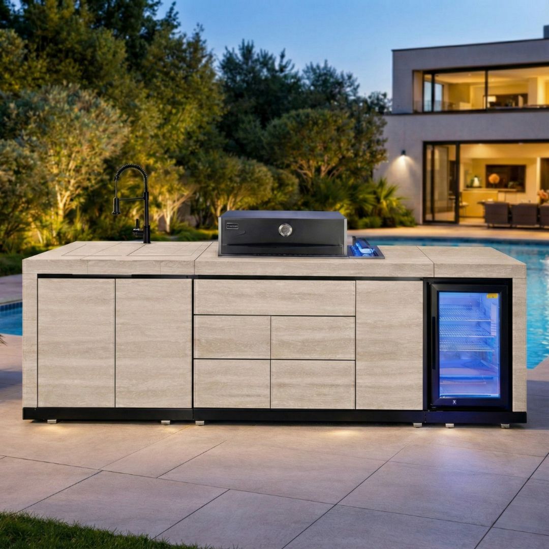 מטבח גינה יוקרתי עם ציפוי אבן סינטרטית שיש דגם קולורדו