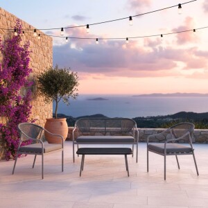 סט סלוני ריהוט גינה דו מושבי מדגם פאלאס אפור