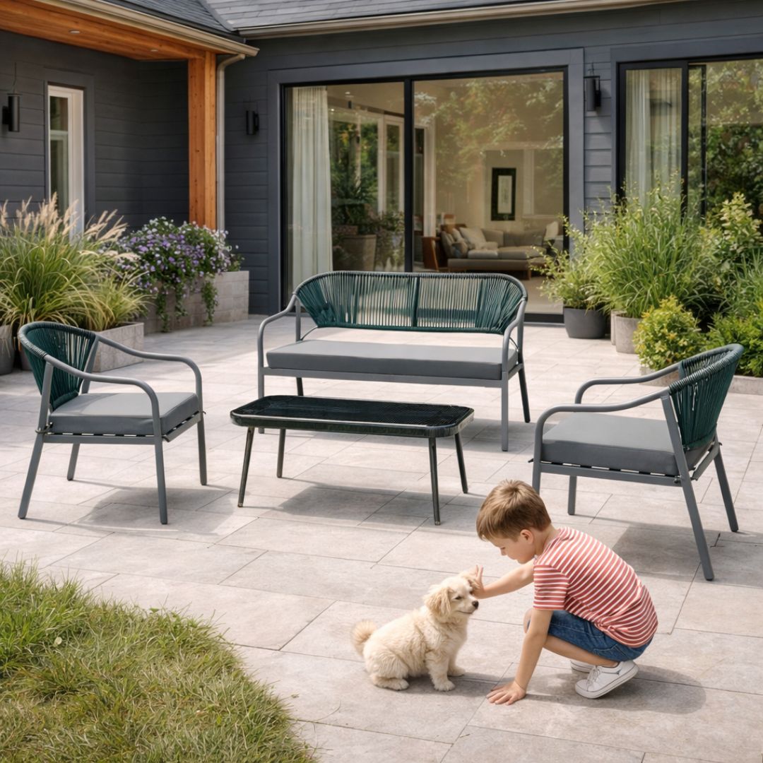 סט סלוני ריהוט גינה דו מושבי מדגם פאלאס אפור