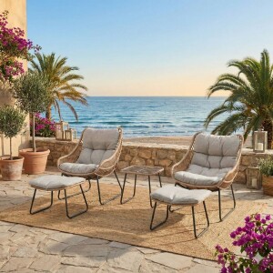 ריהוט גינה זוגי דגם נאפה כולל הדומים ושולחן