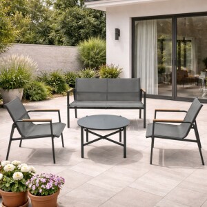 סט ריהוט גינה דו מושבי דגם קוסטה אפור