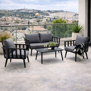 סט ריהוט גינה דו משובי דגם רודוס שחור