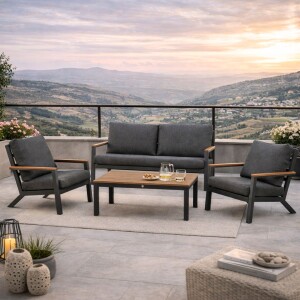 סט ריהוט גינה תלת מושבי מדגם אתונה אפור