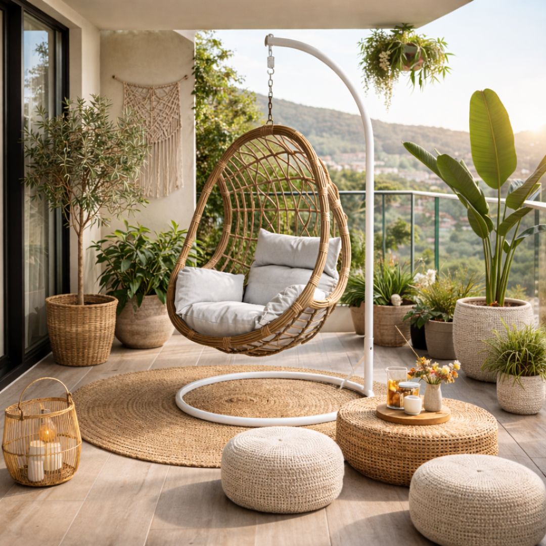 ערסל ראטן טבעי דגם סלוניקי צבע נטורל בסיס לבן