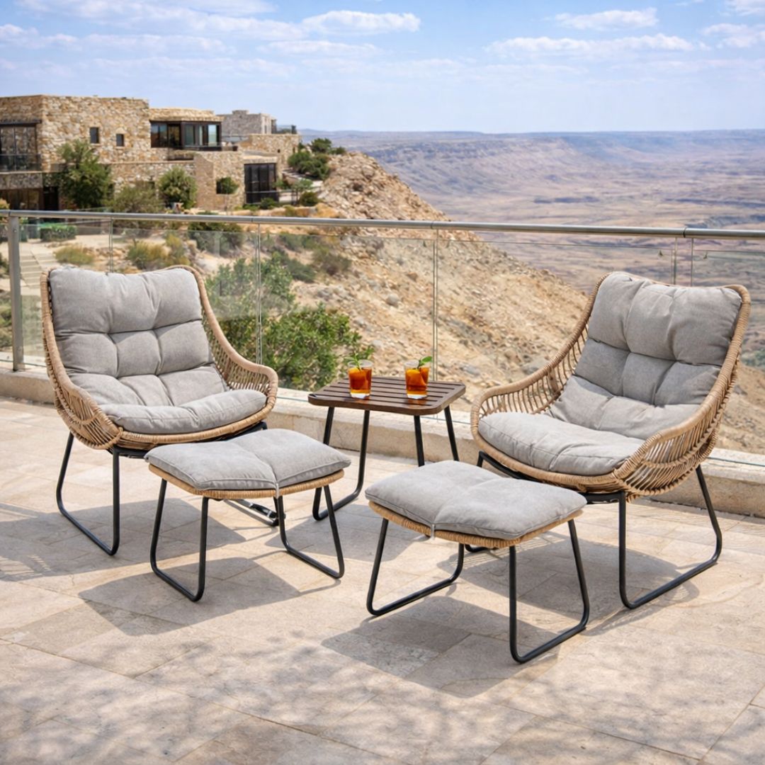 ריהוט גינה זוגי דגם נאפה כולל הדומים ושולחן