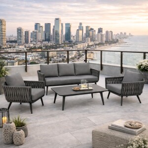 ריהוט גינה חבלים תלת מושבי דגם טקילה אפור