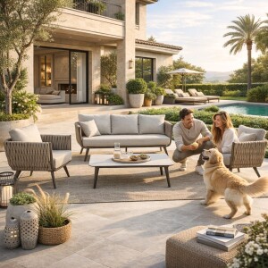 ריהוט גינה חבלים תלת מושבי דגם טקילה קפוצ'ינו