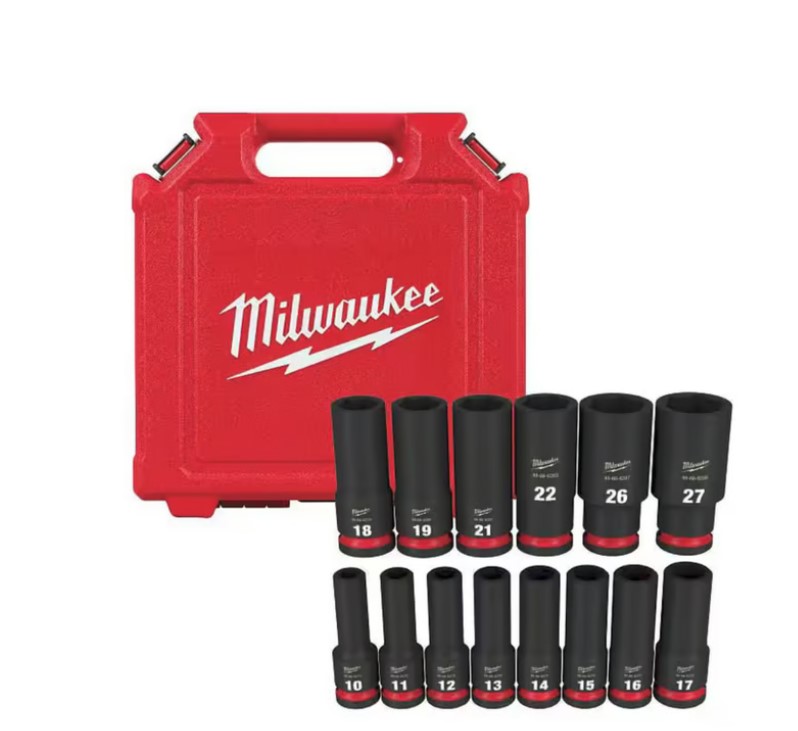 סט 10 בוקסות עמוקות דרייב "1/2 Milwaukee SHOCKWAVE 4932480457
