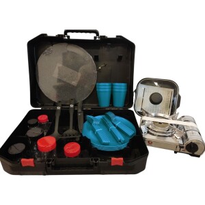 ערכת בישול לשטח ל־6 סועדים כולל כירת גז וסט כלי אוכל – Guro GUS159