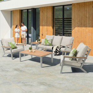 סט ריהוט גינה תלת מושבי מדגם אתונה שמפניה